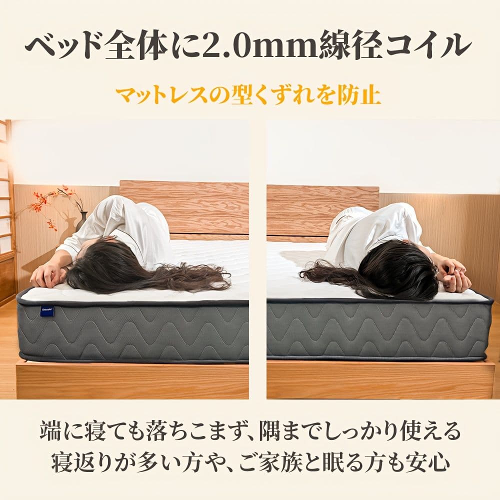 プレミアムスプリング式マットレス 21cm 圧縮包装 快適睡眠 120×195