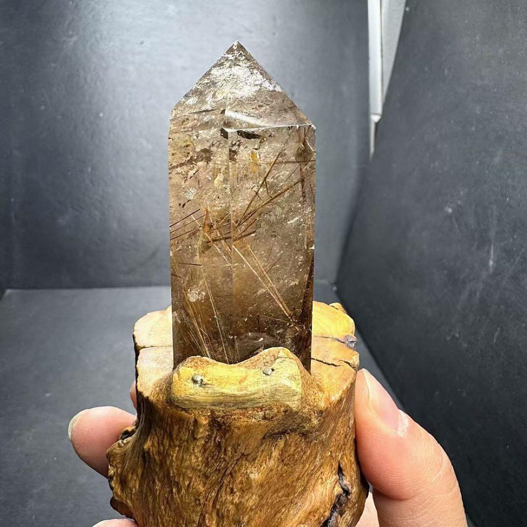 天然石ルチルクォーツのポイント　置物G.538