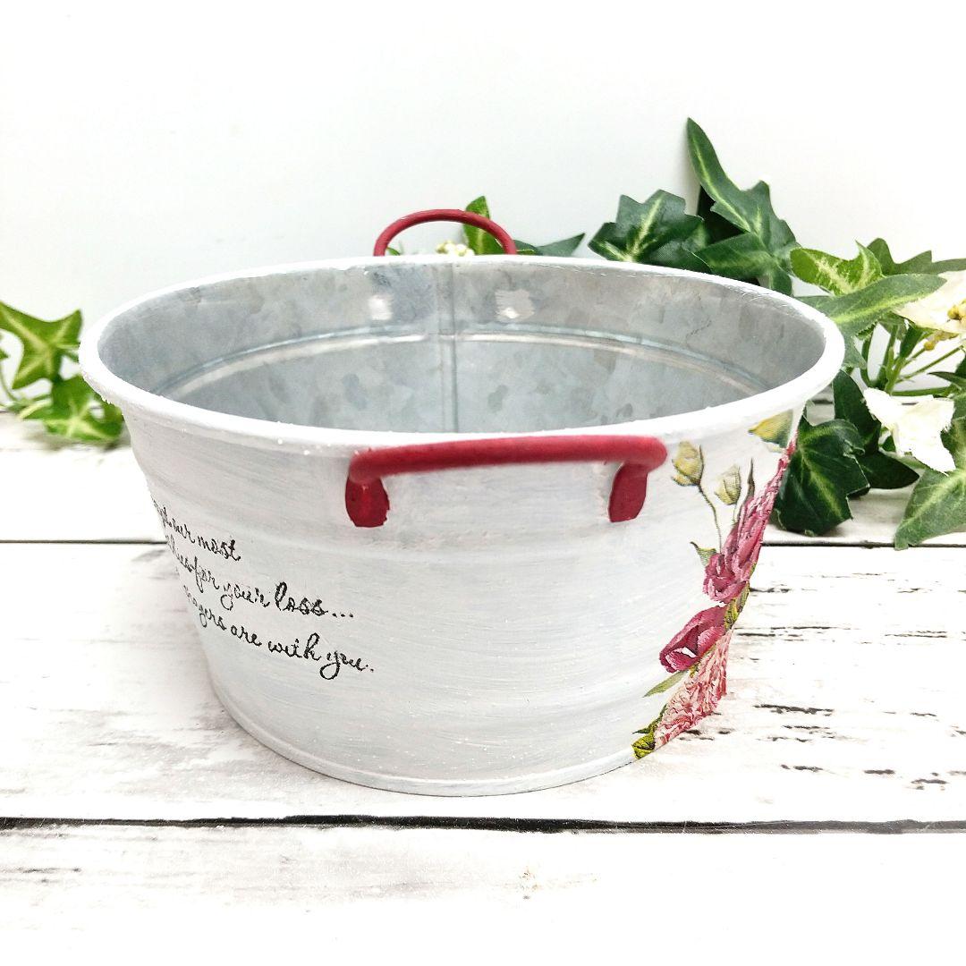 デコパージュ ꔛ‬ꕤ ガーデン雑貨 *鉢カバー *小物入れ *リメ缶 *薔薇