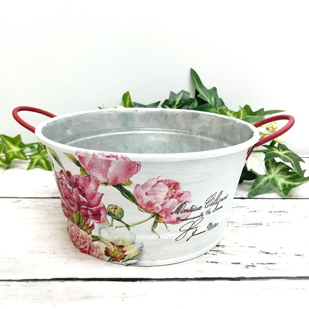 デコパージュ ꔛ‬ꕤ ガーデン雑貨 *鉢カバー *小物入れ *リメ缶 *薔薇