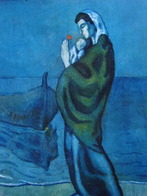 パブロ・ピカソ、海辺の母子像、希少な画集より、状態良好