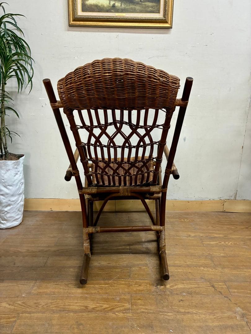 管448☆アジアンヴィンテージ☆ラタン☆藤☆ロッキングチェア☆揺り椅子