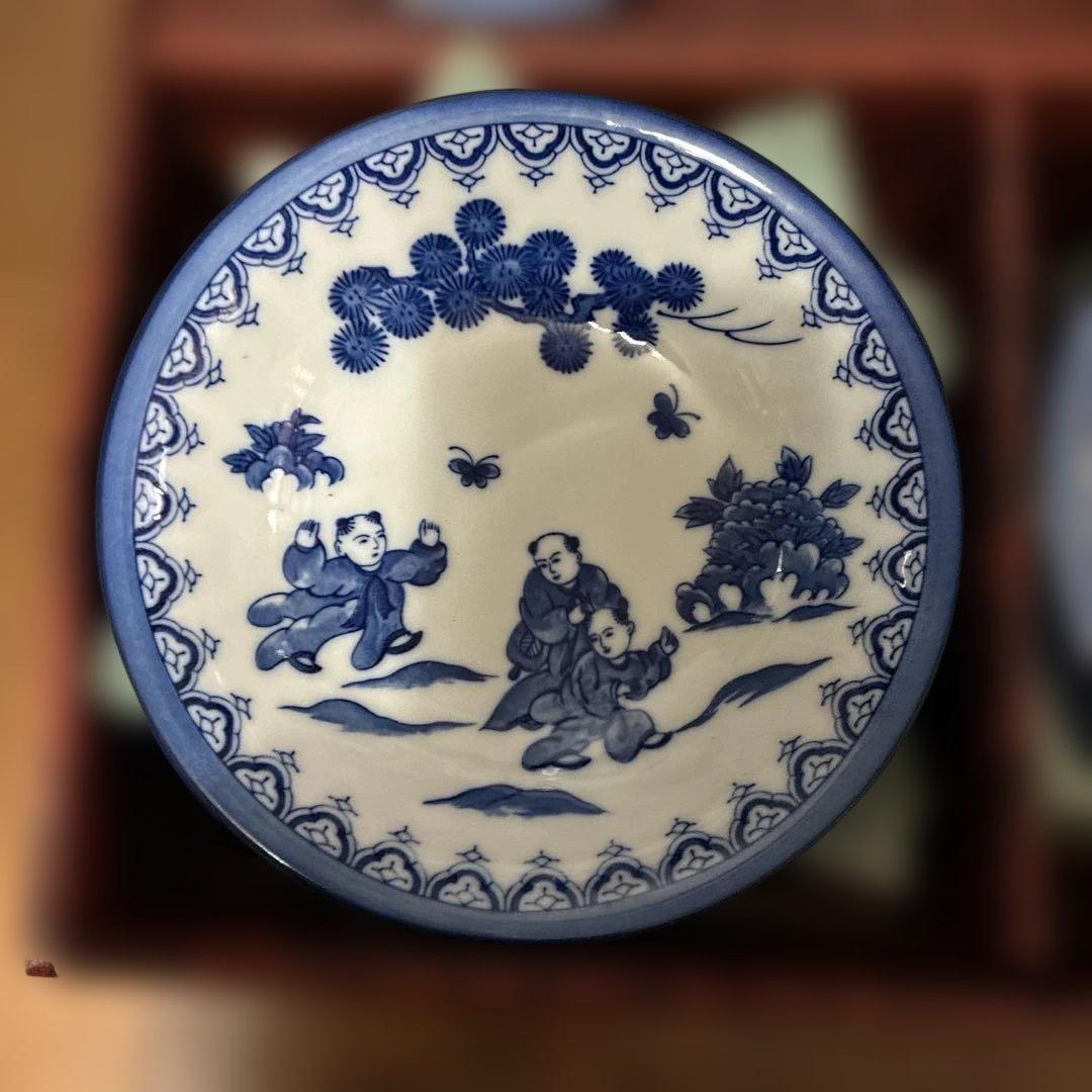 有田焼 鍋島華山 唐子絵柄 中皿10枚 昭和レトロ 和食器 割烹料理料亭