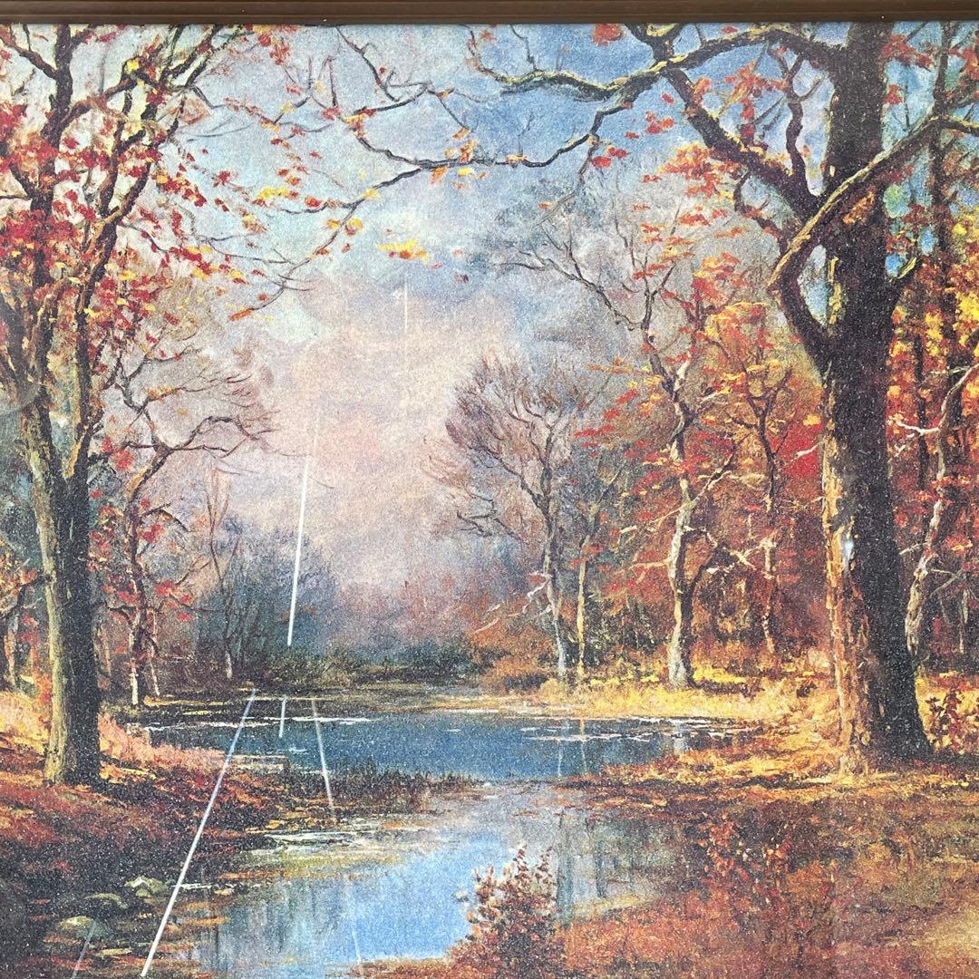 水晶画】世界の名画 ロバート・ウッド 10月の朝 風景画 秋景色 風景画
