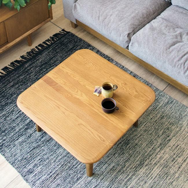 リビングテーブル幅75cm アッシュ無垢材 ペーパーコード 完成品（1281）