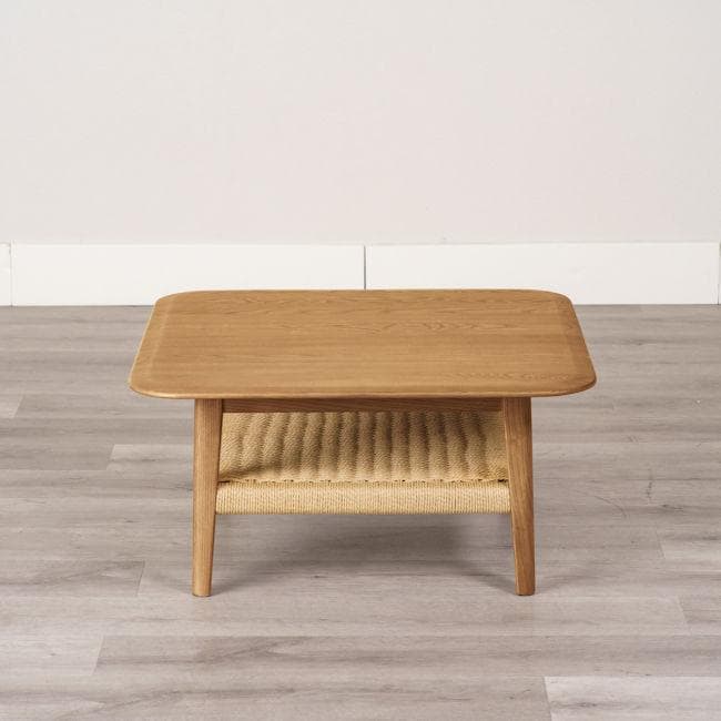 リビングテーブル幅75cm アッシュ無垢材 ペーパーコード 完成品（1281）