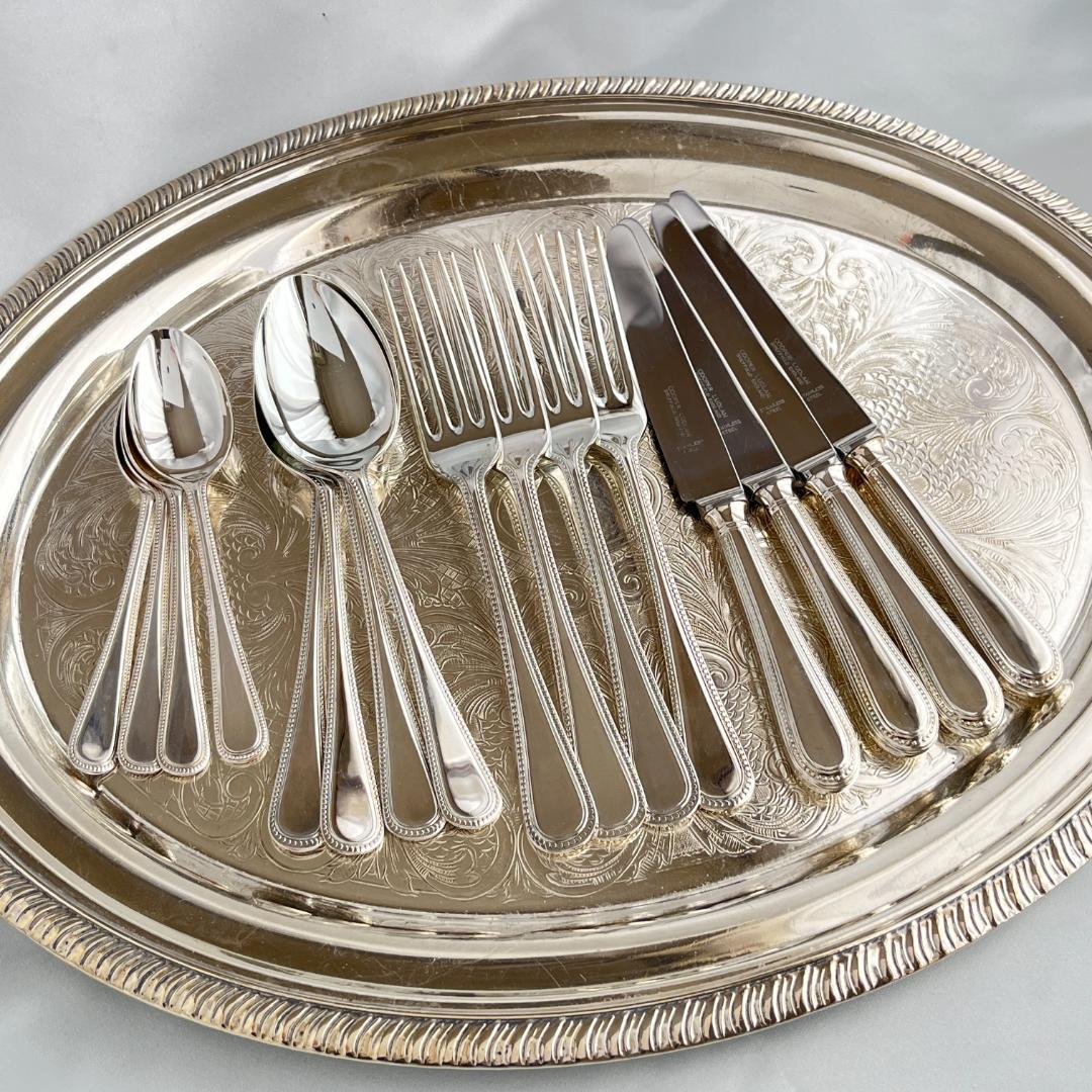 【英国】パールのデザートセット 4名用16本組 A1プレート