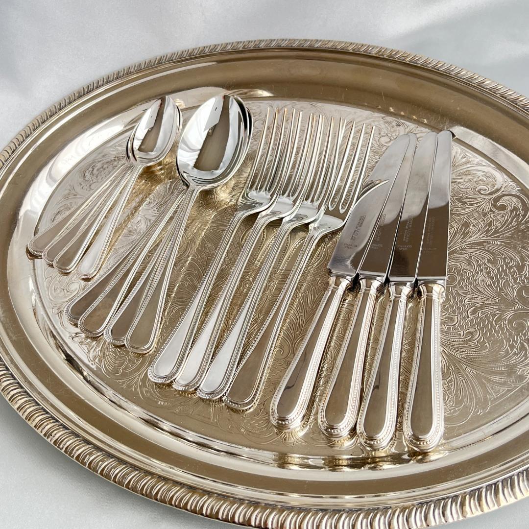 【英国】パールのデザートセット 4名用16本組 A1プレート