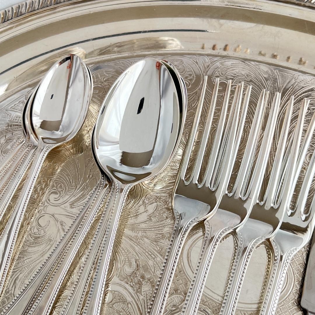 【英国】パールのデザートセット 4名用16本組 A1プレート