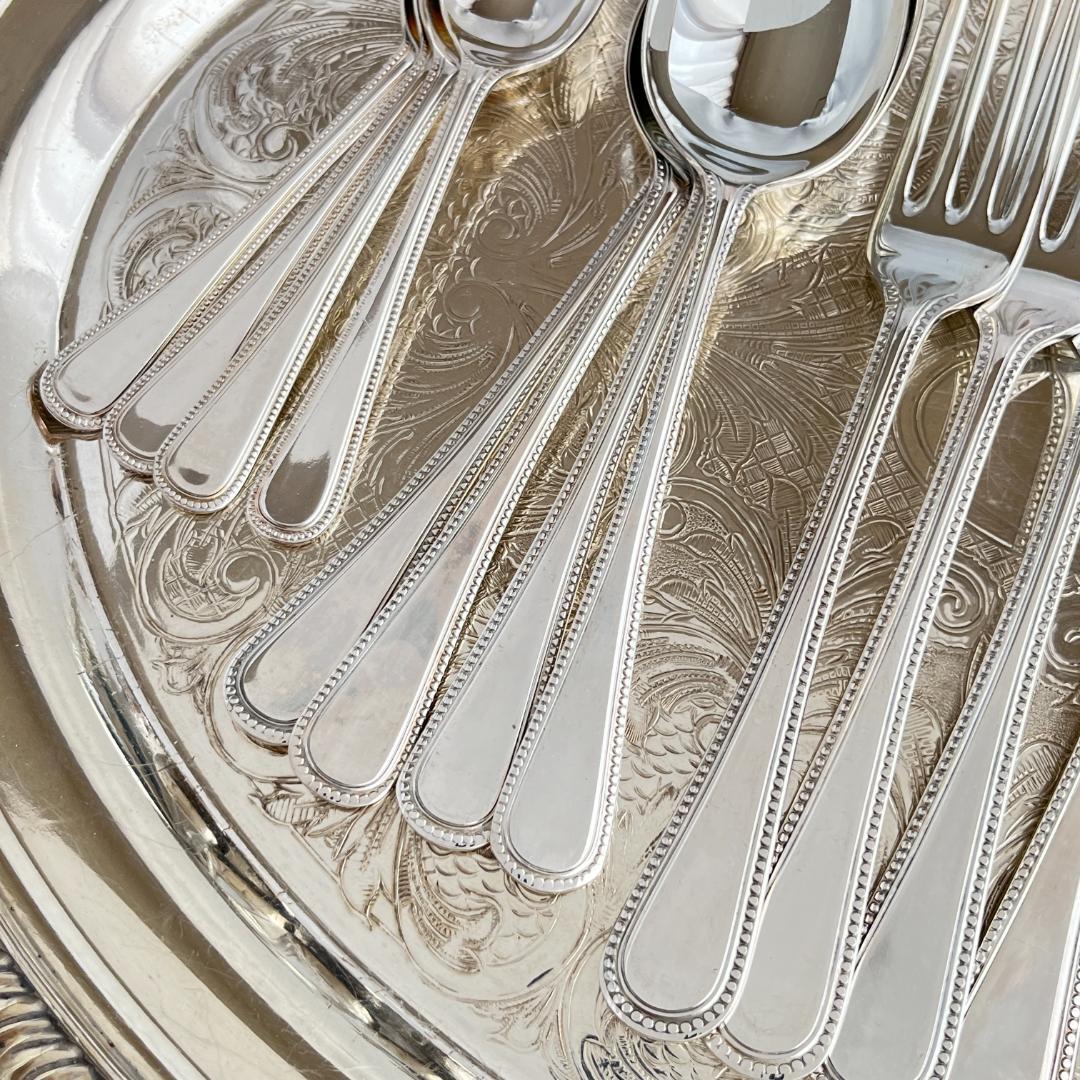 【英国】パールのデザートセット 4名用16本組 A1プレート