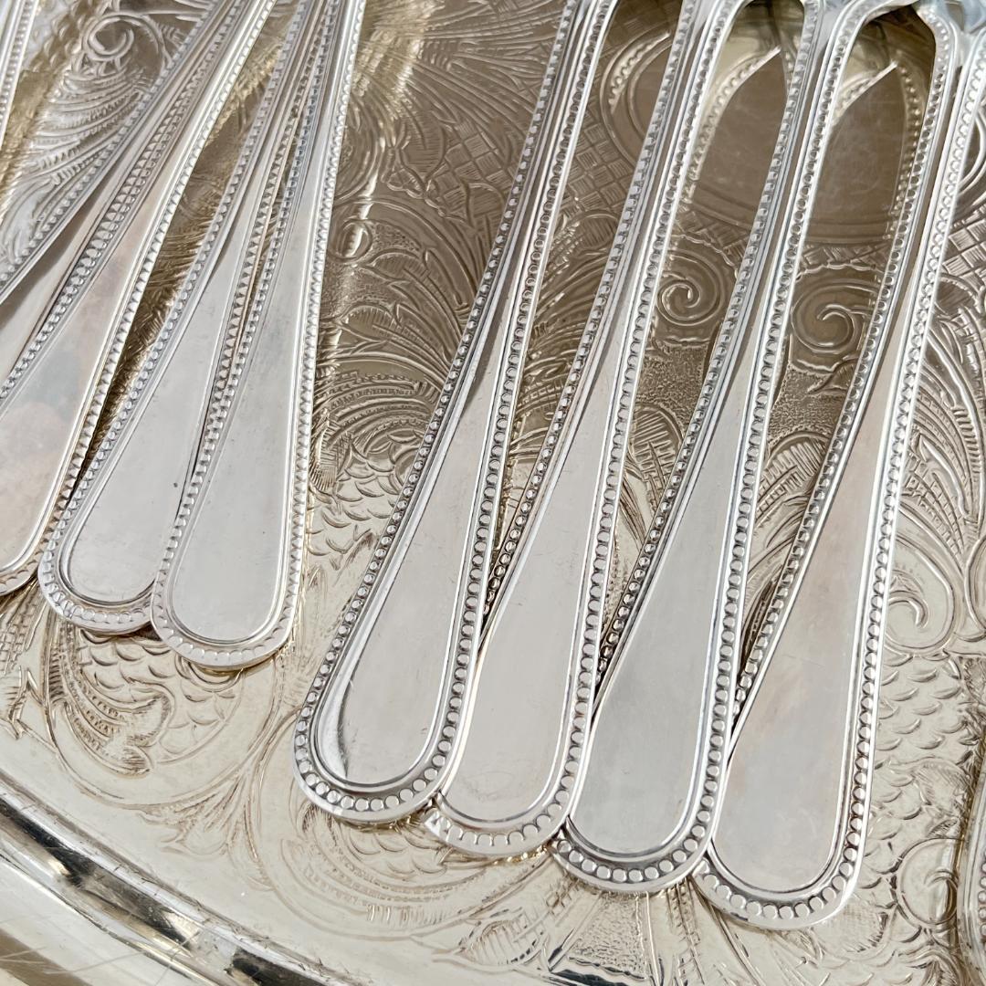 【英国】パールのデザートセット 4名用16本組 A1プレート