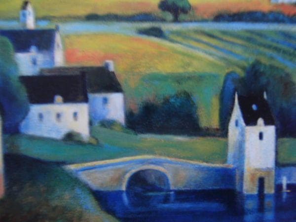 黒木 邦彦 【橋のある風景】 希少画集画、状態良好、新品高級額装付