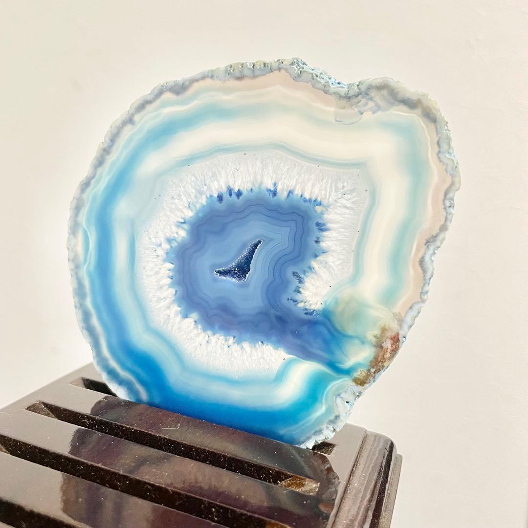 【まとめて6点セット】天然石 瑪瑙板 メノウ板 青色 メノウプレート 置物
