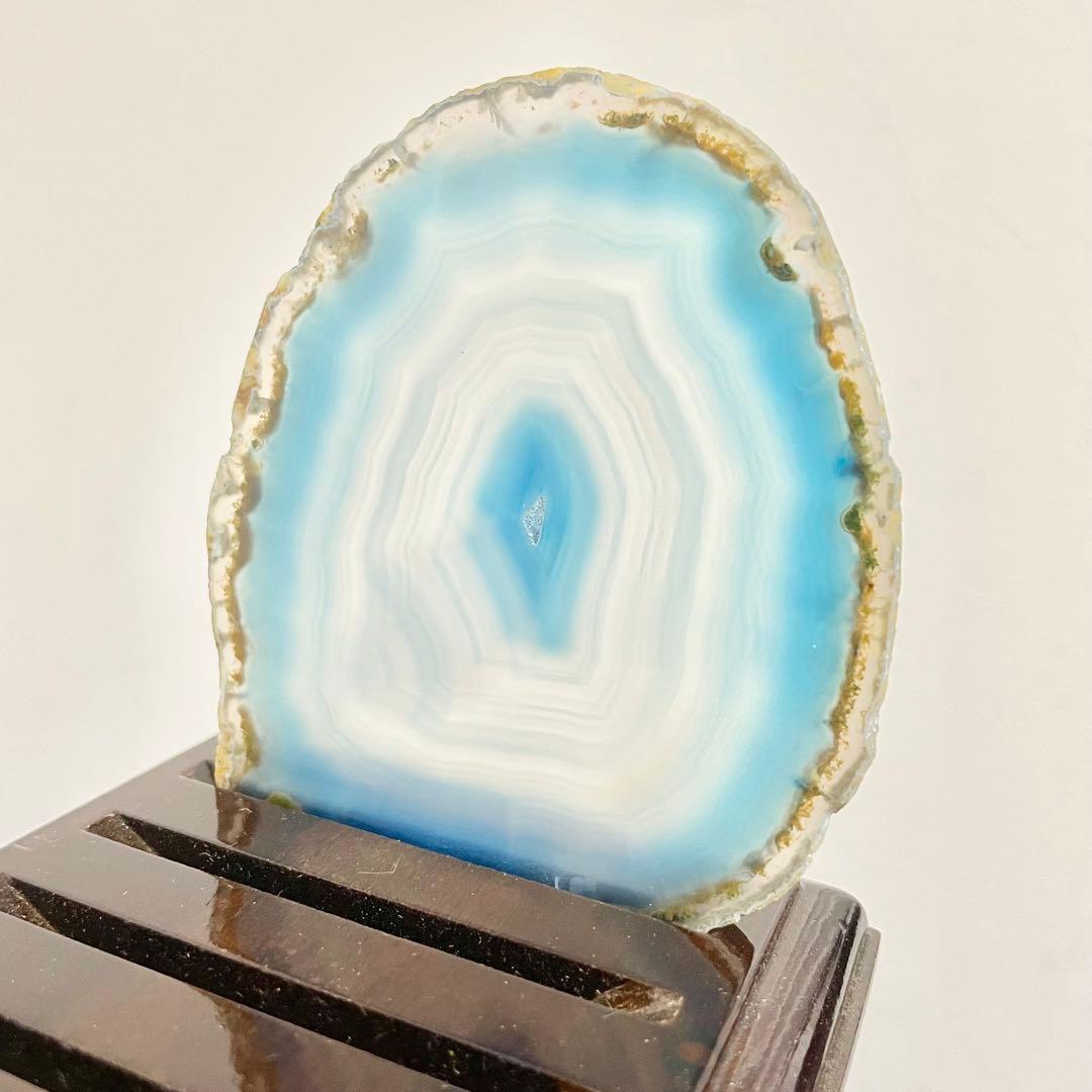 【まとめて6点セット】天然石 瑪瑙板 メノウ板 青色 メノウプレート 置物