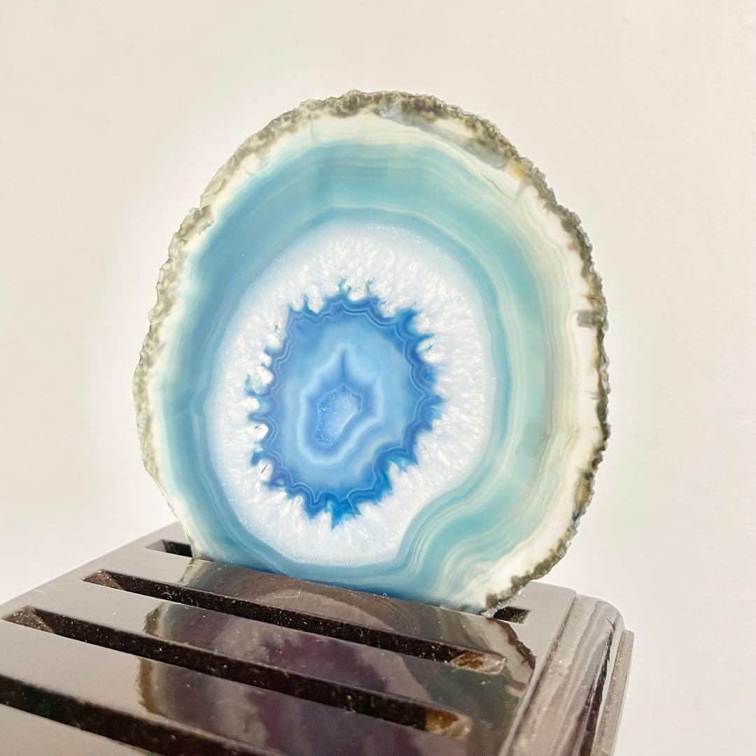【まとめて6点セット】天然石 瑪瑙板 メノウ板 青色 メノウプレート 置物