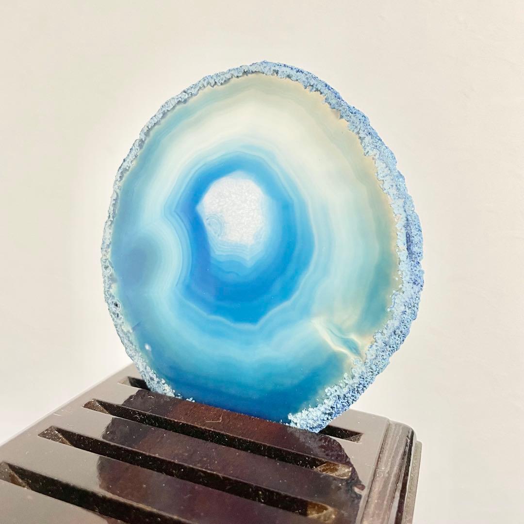 【まとめて6点セット】天然石 瑪瑙板 メノウ板 青色 メノウプレート 置物