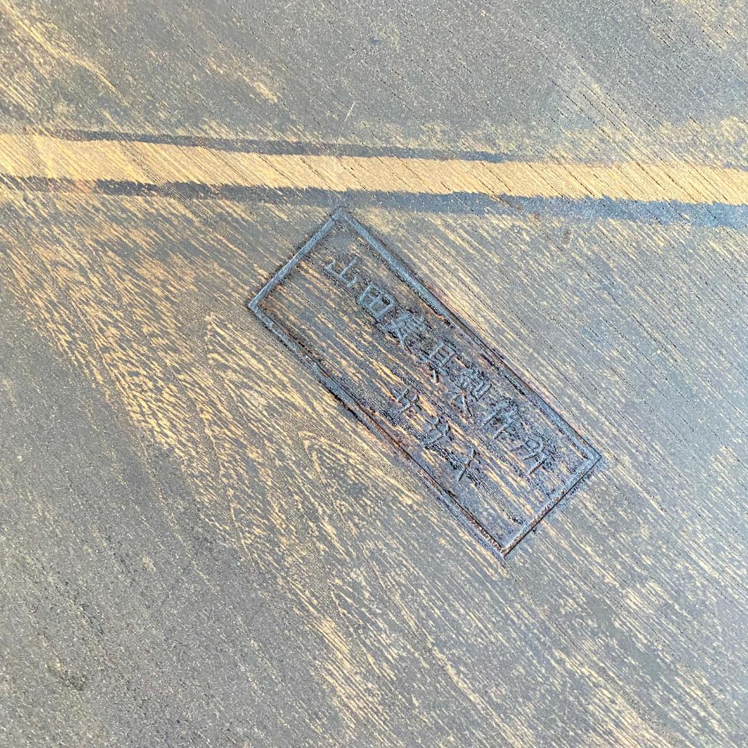 昭和レトロ ちゃぶ台 直径87cm 無塗装 無垢材 建具屋製 折りたたみ ④