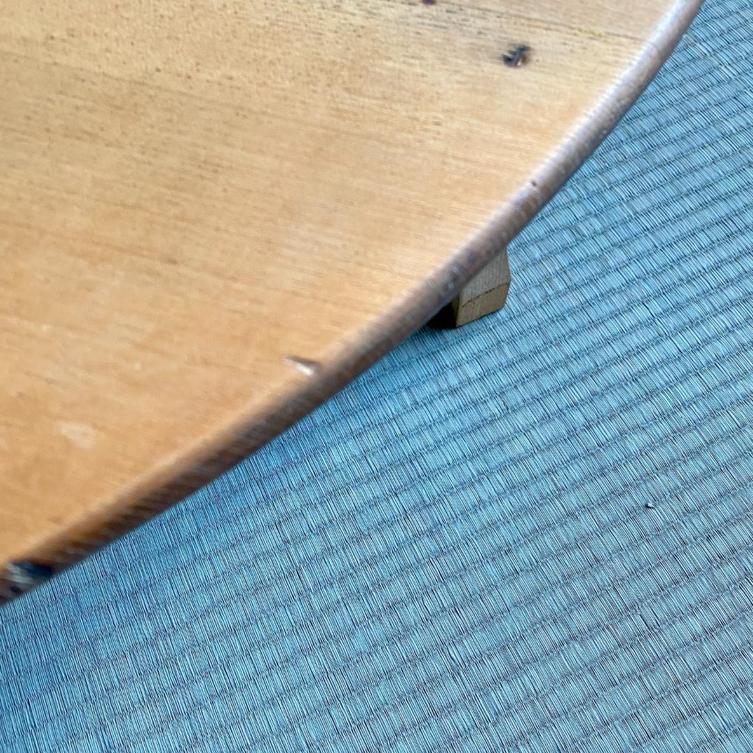 昭和レトロ ちゃぶ台 直径87cm 無塗装 無垢材 建具屋製 折りたたみ ④