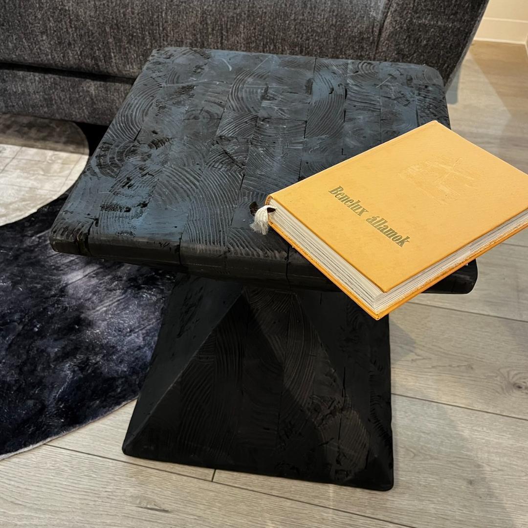 天然木 サイドテーブル 黒 パイン古材 おしゃれ HIT-130 N02