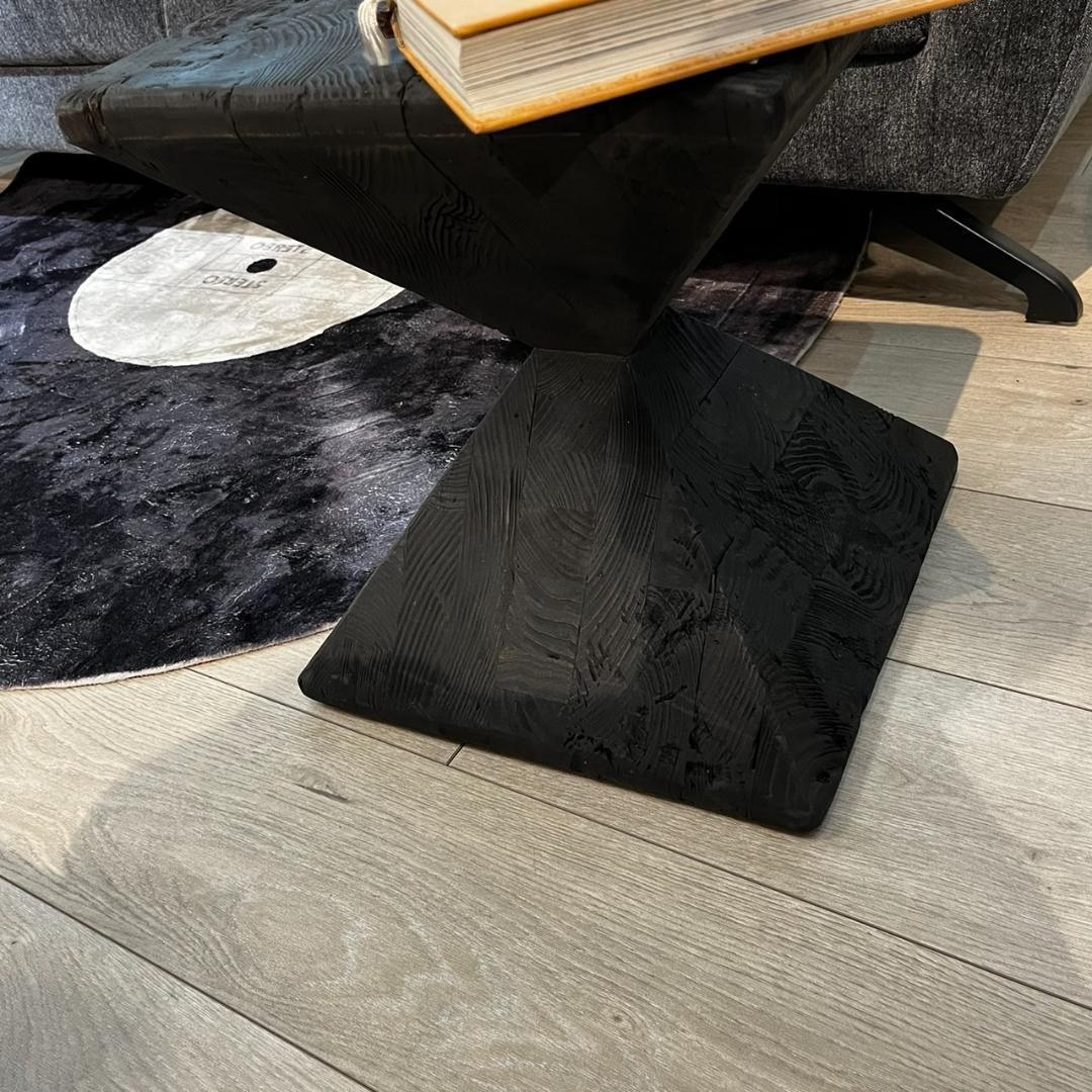 天然木 サイドテーブル 黒 パイン古材 おしゃれ HIT-130 N02