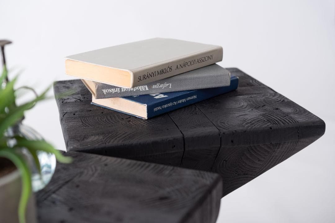 天然木 サイドテーブル 黒 パイン古材 おしゃれ HIT-130 N02