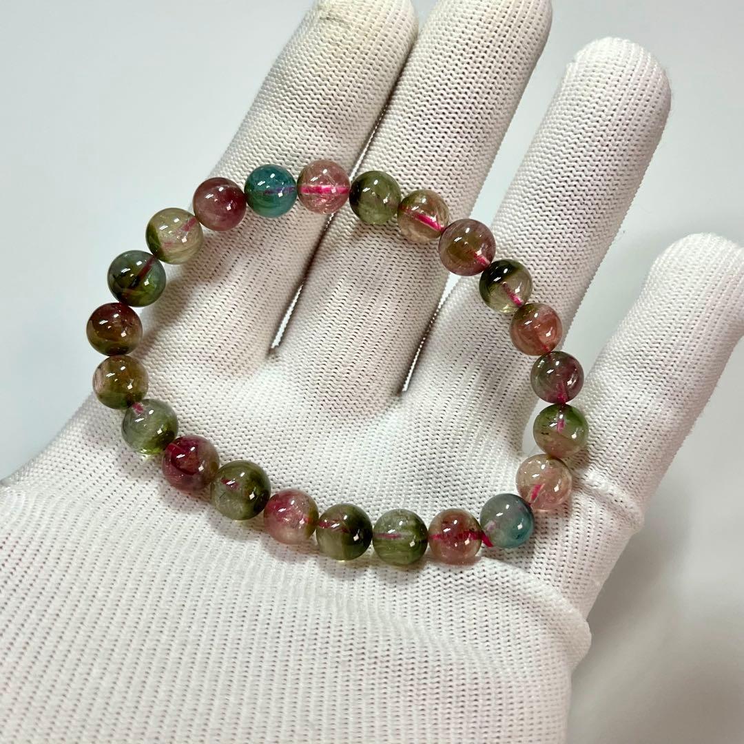 高品質　ウォーターメロントルマリンブレスレット　透明感あり　4