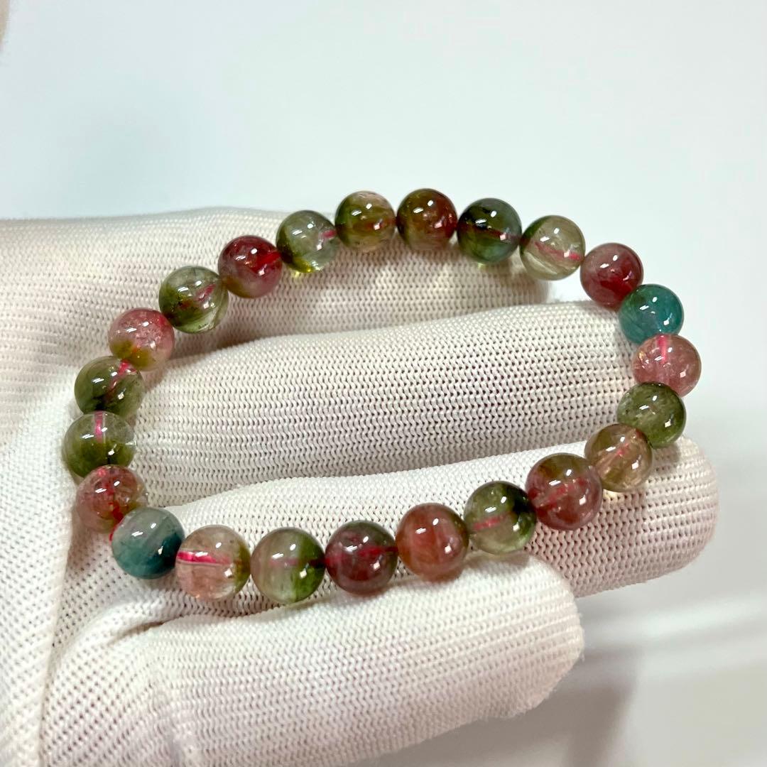 高品質　ウォーターメロントルマリンブレスレット　透明感あり　4
