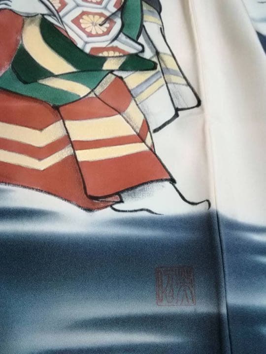 男の子用・レトロ・3歳向け・お宮参り・手書き・落款入り正絹のお着物・長襦袢付き