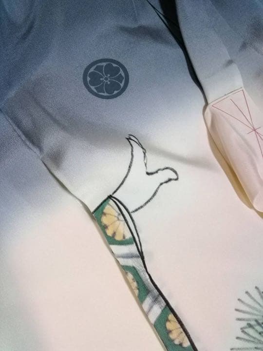 男の子用・レトロ・3歳向け・お宮参り・手書き・落款入り正絹のお着物・長襦袢付き