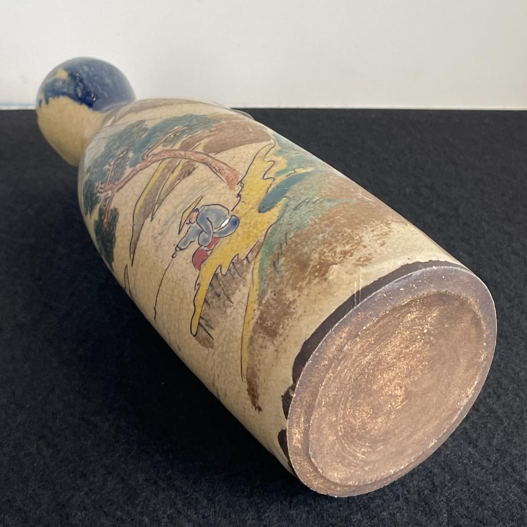 青木木米 京焼 徳利 酒器 花入 山水図 時代物 古陶磁 旧家