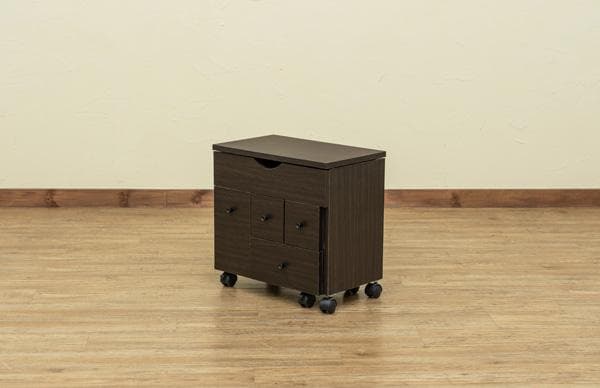 《新品・送料無料》スライド式コスメワゴン　DBR/WH