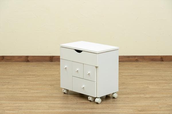 《新品・送料無料》スライド式コスメワゴン　DBR/WH