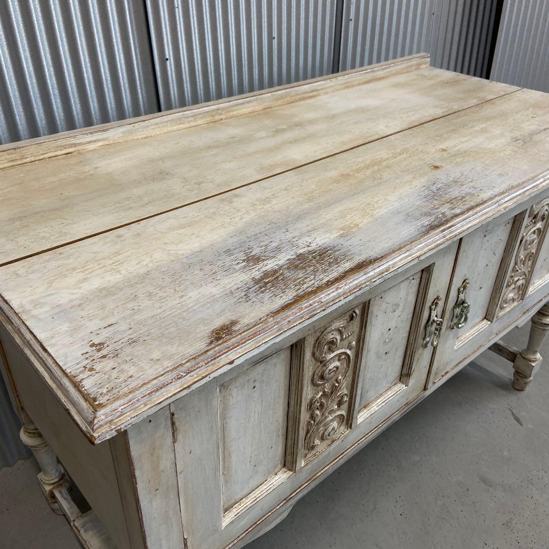 アンティーク　キャビネット　テレビボード　ホワイト