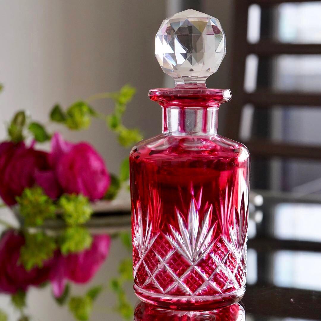 美品☆オールドバカラBACCARAT 金赤被せ ドゥエ 香水瓶 Sサイズ☆極