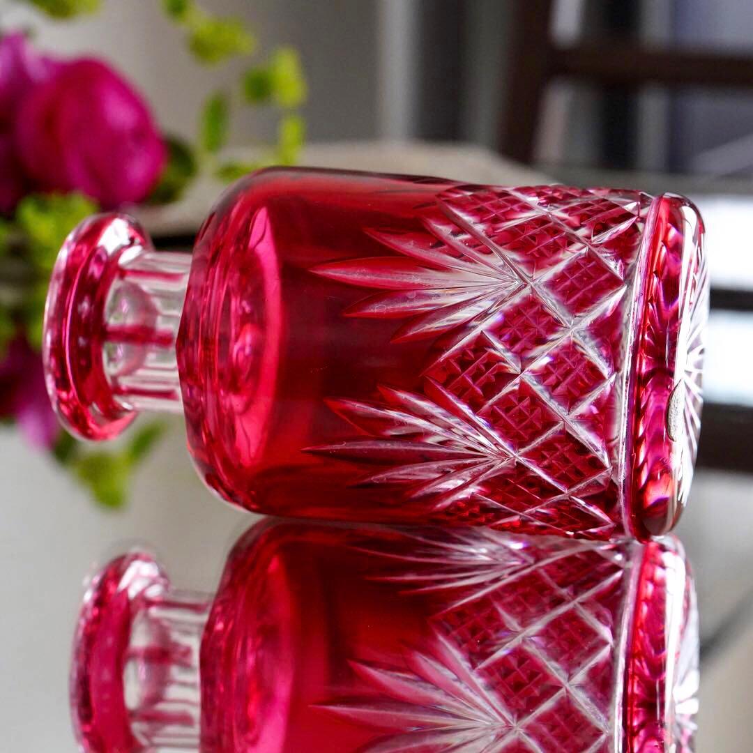 美品☆オールドバカラBACCARAT 金赤被せ ドゥエ 香水瓶 Sサイズ☆極