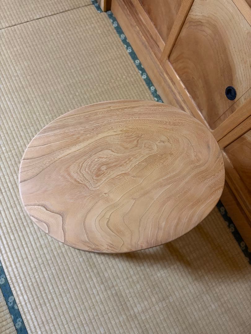 1361建具屋58年のおじいさんの手作り木製サイドテーブル、スツール