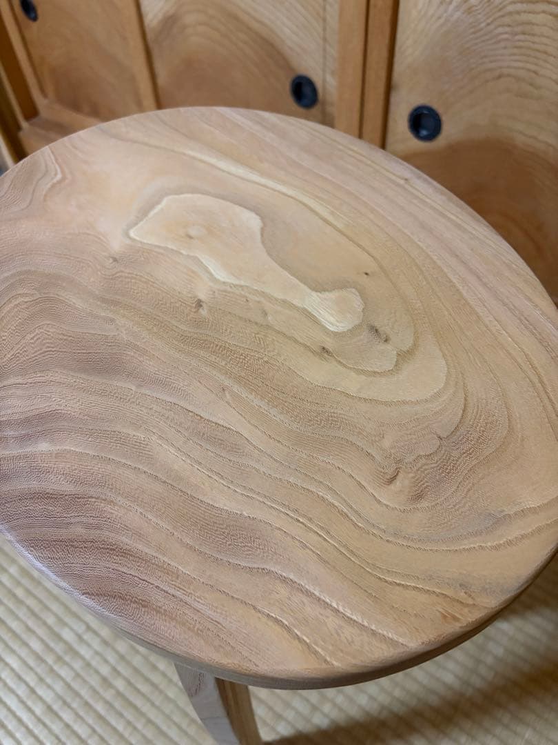 1361建具屋58年のおじいさんの手作り木製サイドテーブル、スツール