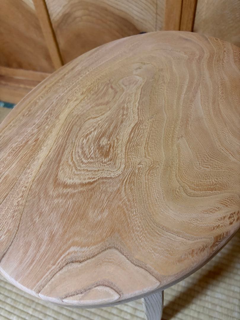 1361建具屋58年のおじいさんの手作り木製サイドテーブル、スツール