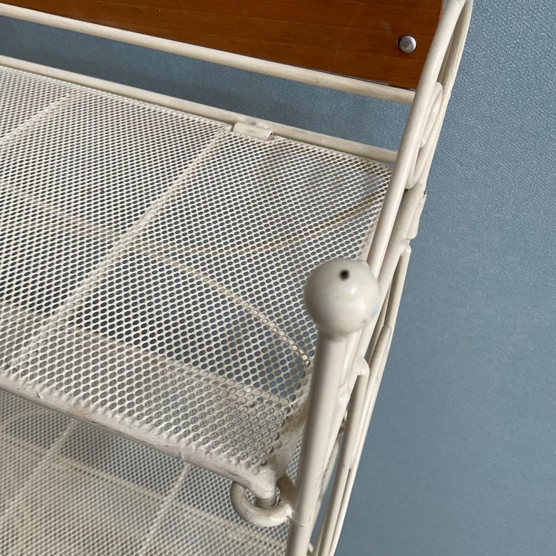 アイアンラック　オープンラック　4段　フェミニン　アンティーク　オフホワイト