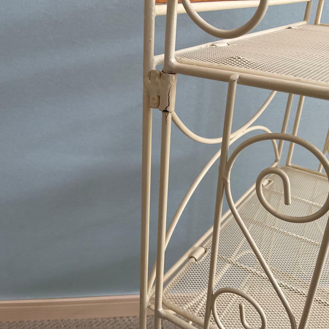 アイアンラック　オープンラック　4段　フェミニン　アンティーク　オフホワイト