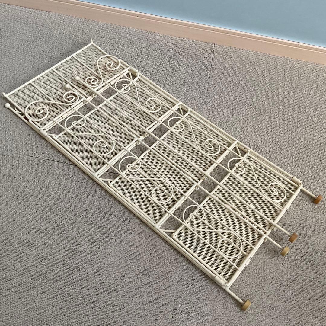 アイアンラック　オープンラック　4段　フェミニン　アンティーク　オフホワイト