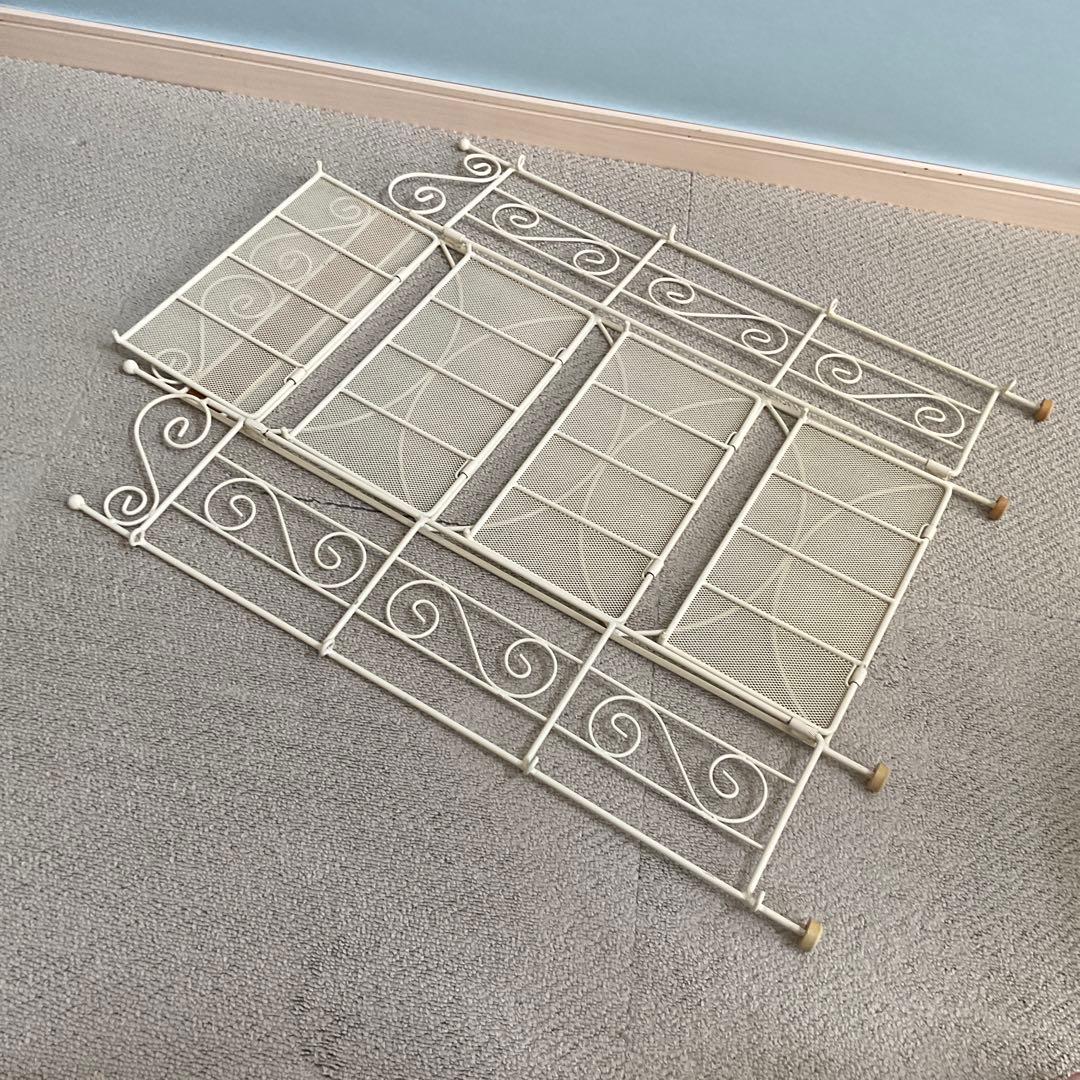 アイアンラック　オープンラック　4段　フェミニン　アンティーク　オフホワイト