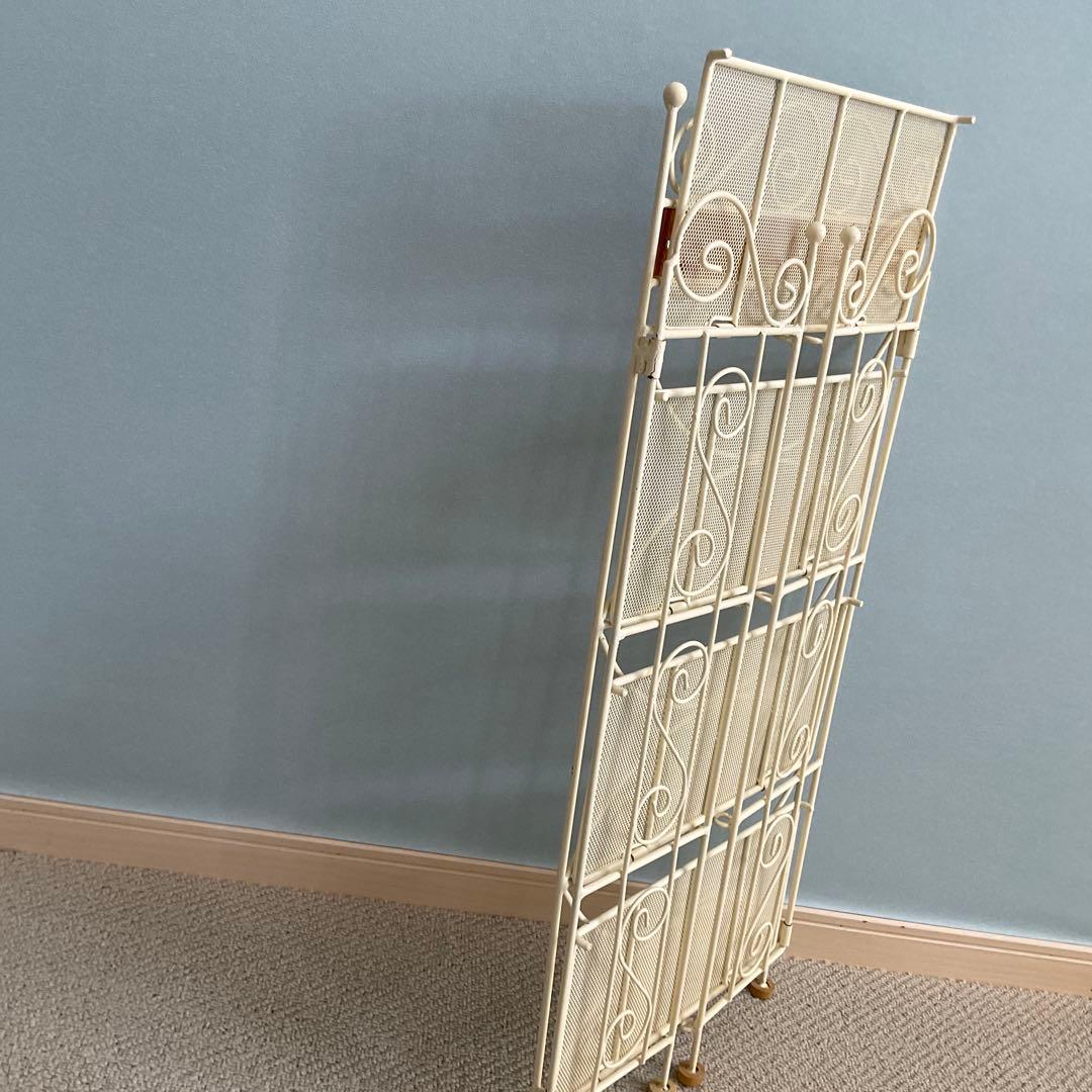 アイアンラック　オープンラック　4段　フェミニン　アンティーク　オフホワイト