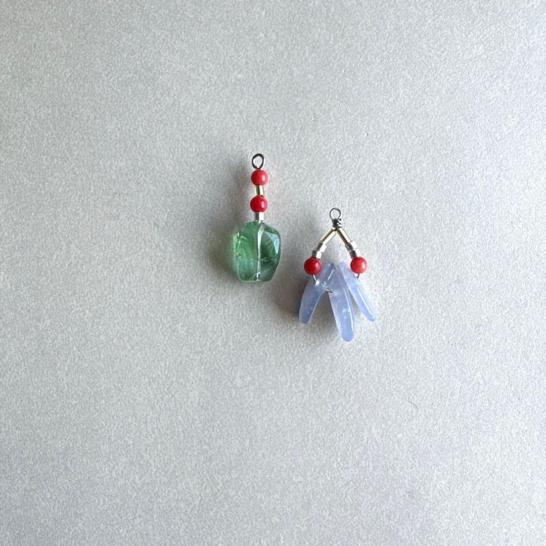 no.112 赤珊瑚と夏潮のブルーカルセドニー