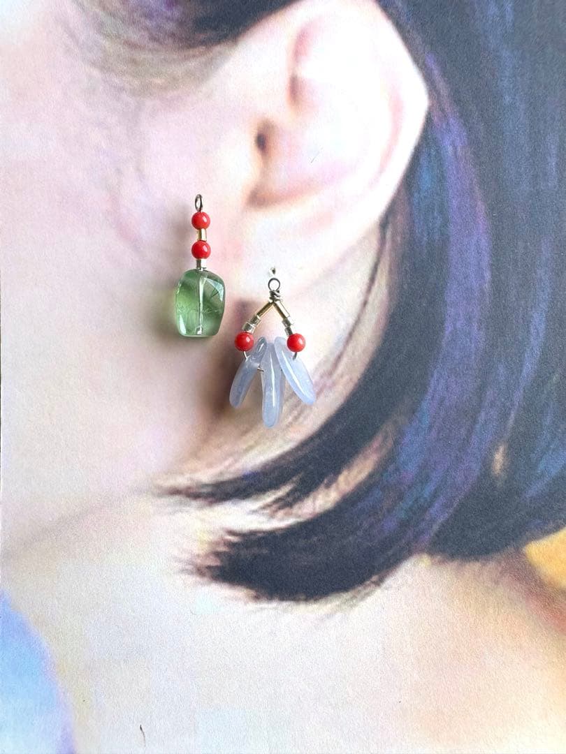 no.112 赤珊瑚と夏潮のブルーカルセドニー