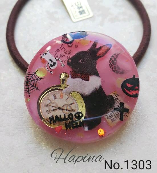 NO.365❤黒猫 ハロウィン❤レジンヘアゴム ブローチ