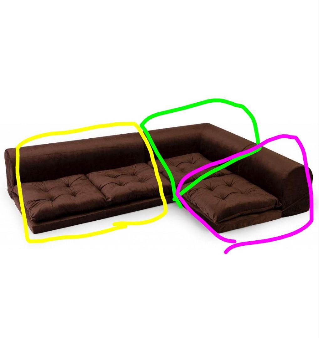 ブラウン　コーナーローソファー