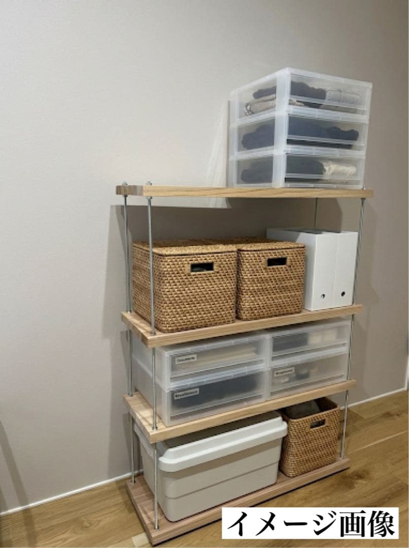 【高級・杉柾目】ボルトシェルフ 高さ100cm 4段 簡単組立 アイアン風 棚