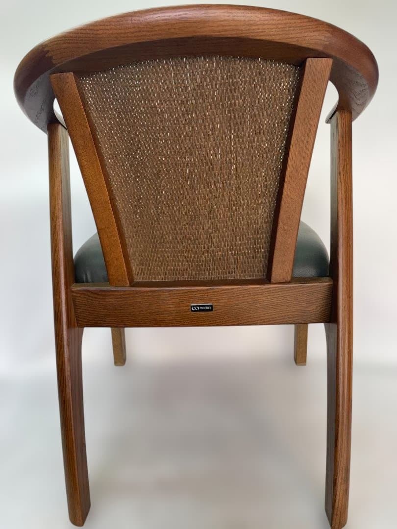 maruni 天然木 牛革 ダイニングチェア 木製 グリーン 12c92 - メルカリ