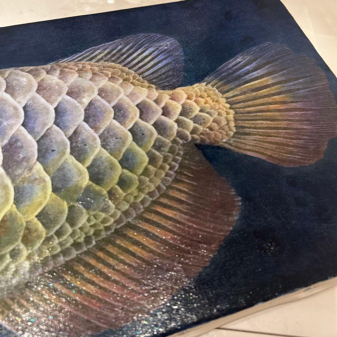 アロワナ　アクリルガッシュ　絵画　版画